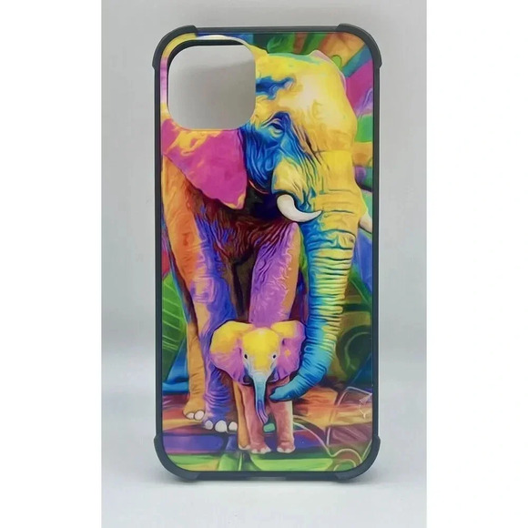 Colored Elephant Case For iPhone 14 Plus Case 2‎ in 1 Silicone & PC Shock-Proof - Picture 1 of 4